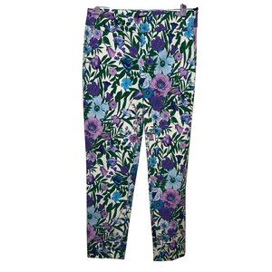 Talbots Chatham Ankle Floral Pants Size 10 Purple & Blue Flowers Cotton